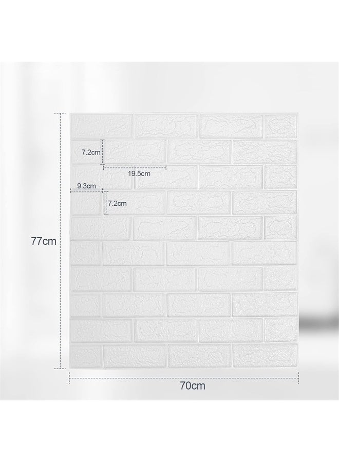 DUNISO 12PCS 3D Wall Panels,Peel and Stick Wallpaper Foam Brick，Self-Adhesive Wallpaper Wall Decor，Waterproof, Stain Resistant, and Durable，for Bedroom Bathroom Living Room Kitchen (70 * 77cm，White)  - Image 2