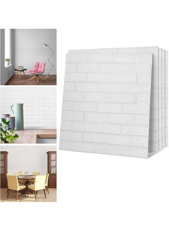 DUNISO 12PCS 3D Wall Panels,Peel and Stick Wallpaper Foam Brick，Self-Adhesive Wallpaper Wall Decor，Waterproof, Stain Resistant, and Durable，for Bedroom Bathroom Living Room Kitchen (70 * 77cm，White)  - Image 1