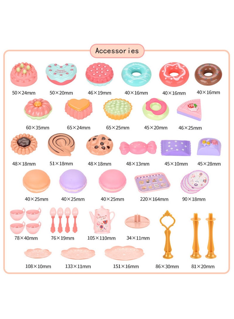 Tea Break Afternoon Tea Portable Gift Box Pink Plastic Tea Set With Dessert Suitable For Little Girls Safe And Durable Children'S Tea Party Kitchen Tableware Set Toys Suitable For Children Over 3 Years Old - Image 2