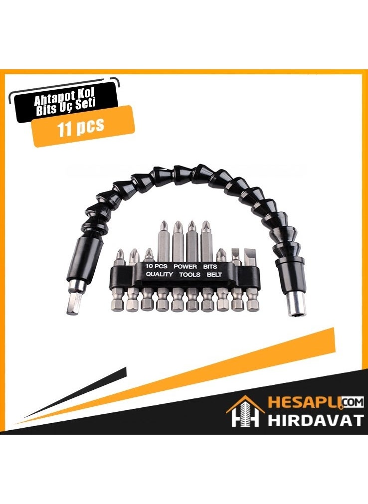 Hesaplı Hırdavat Affordable Hardware 11 Piece Flexible Flexible Screwdriver Adapter and Bit Set  - Image 1