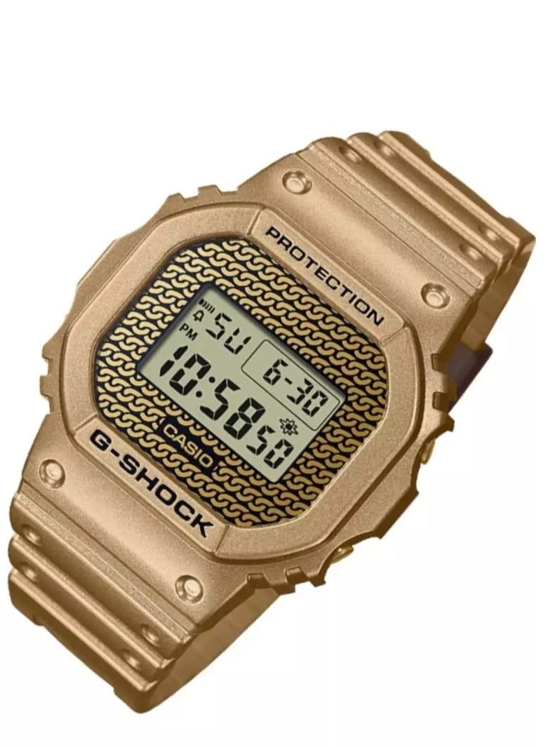 كاسيو ساعة جي-شوك للرجال كاجوال بسلسلة ذهبية DWE-5600HG-1DR - Image 2
