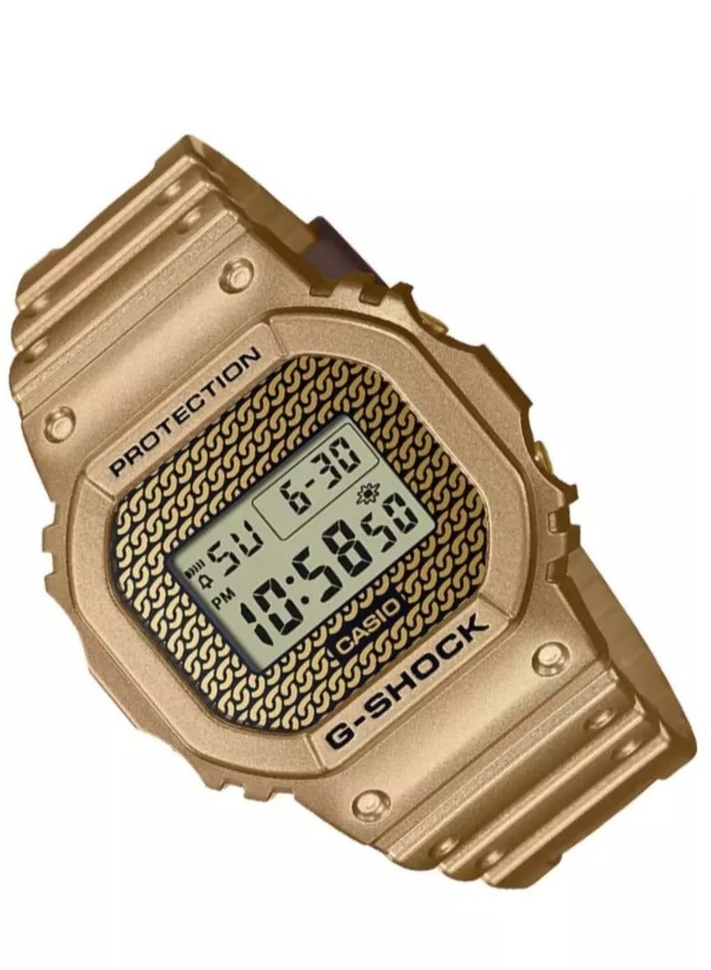 كاسيو ساعة جي-شوك للرجال كاجوال بسلسلة ذهبية DWE-5600HG-1DR - Image 3