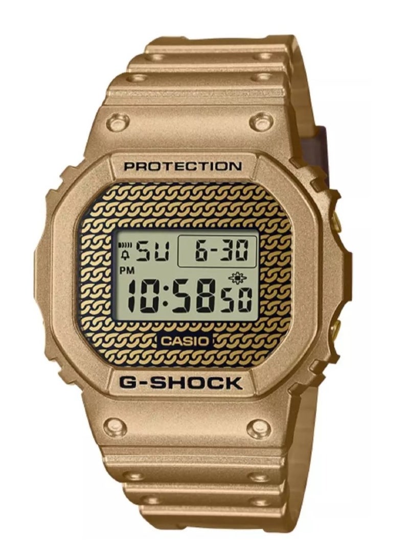 كاسيو ساعة جي-شوك للرجال كاجوال بسلسلة ذهبية DWE-5600HG-1DR - Image 1