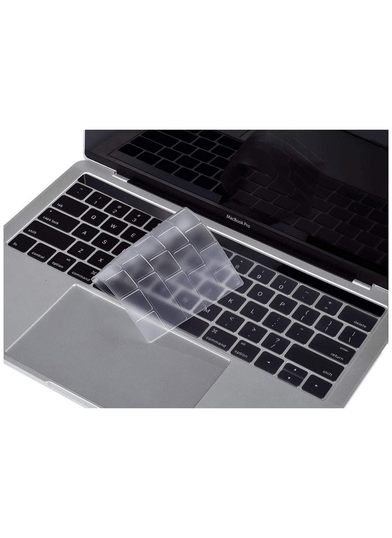 AMM - Ultra Thin Keyboard Cover Skin for MacBook Pro with Touch Bar 13" and 15" (Apple Model Number A2159 A1706 A1707 A 1989 A 1990 2019 2018 2017 2016 Release) US Layout Keyboard Clear - Image 1