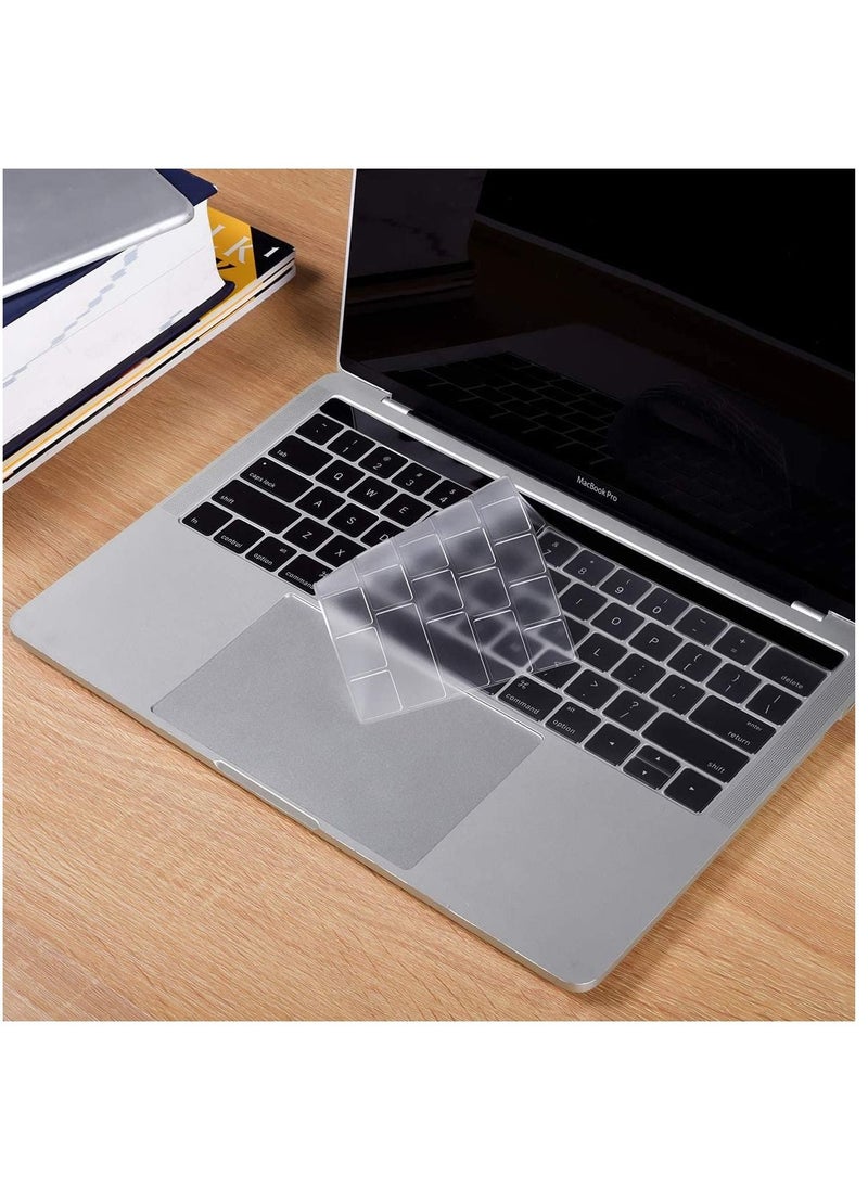 AMM - Ultra Thin Keyboard Cover Skin for MacBook Pro with Touch Bar 13" and 15" (Apple Model Number A2159 A1706 A1707 A 1989 A 1990 2019 2018 2017 2016 Release) US Layout Keyboard Clear - Image 1