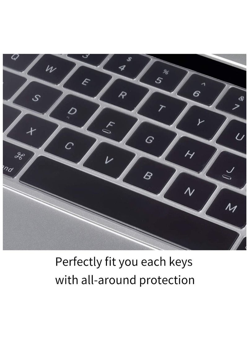 AMM - Ultra Thin Keyboard Cover Skin for MacBook Pro with Touch Bar 13" and 15" (Apple Model Number A2159 A1706 A1707 A 1989 A 1990 2019 2018 2017 2016 Release) US Layout Keyboard Clear - Image 1