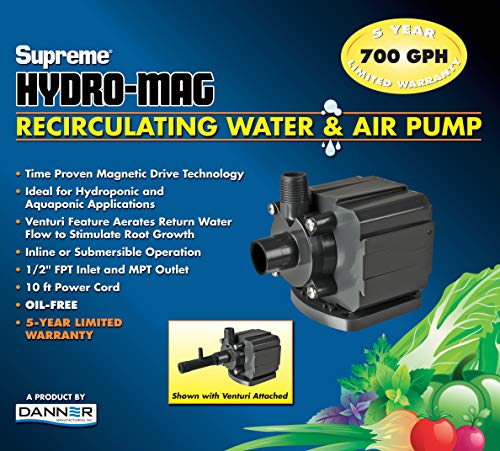 Danner Manufacturing, Inc., Supreme 700 GPH Hydro-Mag Recirculating Water & Air Pump with Venturi, 40127 - Image 2