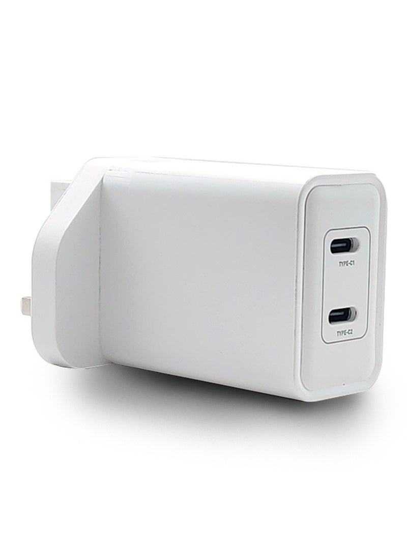 GRABIT - Wall Charger 45W PD Dual USB GaN Charger Fast & Compact Charge multiple devices simultaneously with 45W power delivery and dual USB ports. GaN technology ensures efficient, compact, and travel-friendly design. Compatible with iPhone, Samsung, OnePlus, Xiaomi, Huawei, Google Pixel, iPads, MacBooks, and more. Perfect for home, office, and travel. - Image 1