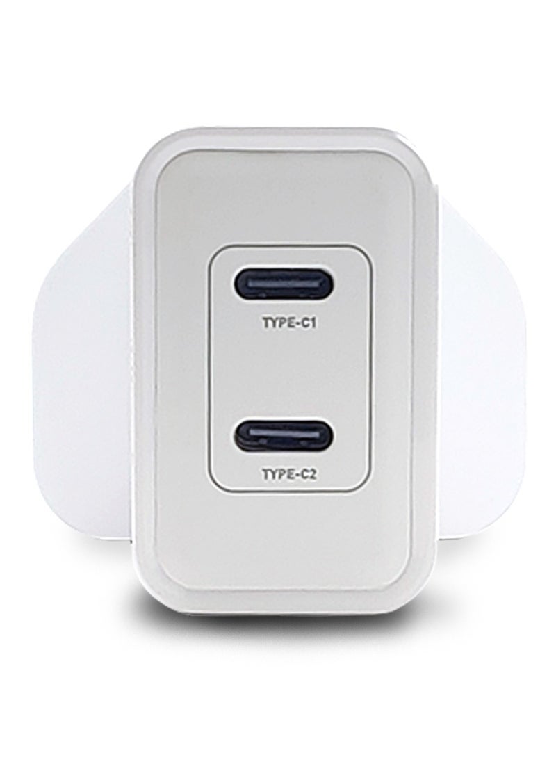 GRABIT - Wall Charger 45W PD Dual USB GaN Charger Fast & Compact Charge multiple devices simultaneously with 45W power delivery and dual USB ports. GaN technology ensures efficient, compact, and travel-friendly design. Compatible with iPhone, Samsung, OnePlus, Xiaomi, Huawei, Google Pixel, iPads, MacBooks, and more. Perfect for home, office, and travel. - Image 1