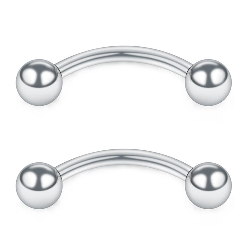 SCERRING 16G Curved Barbell Nipplerings Snake Eyes Tongue Ring Piercing Stainless Steel 9/16Inch 12PCS - Image 3