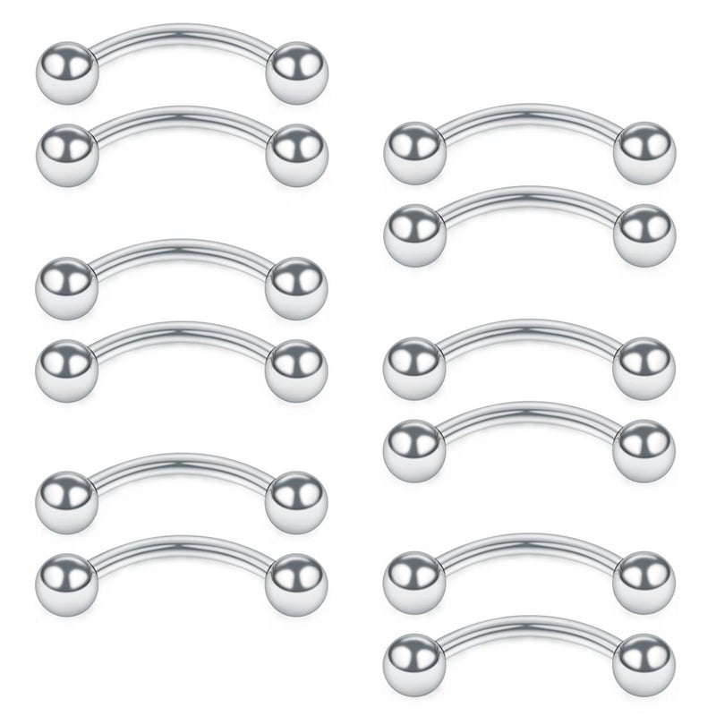 SCERRING 16G Curved Barbell Nipplerings Snake Eyes Tongue Ring Piercing Stainless Steel 9/16Inch 12PCS - Image 1