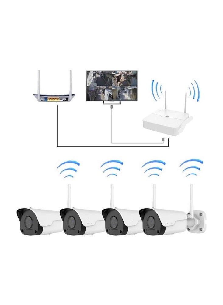 طقم كاميرات مراقبة لاسلكية - جهاز تسجيل WiFi NVR مع 4 كاميرات IP لاسلكية عالية الدقة للمنزل والمكتب - Image 2