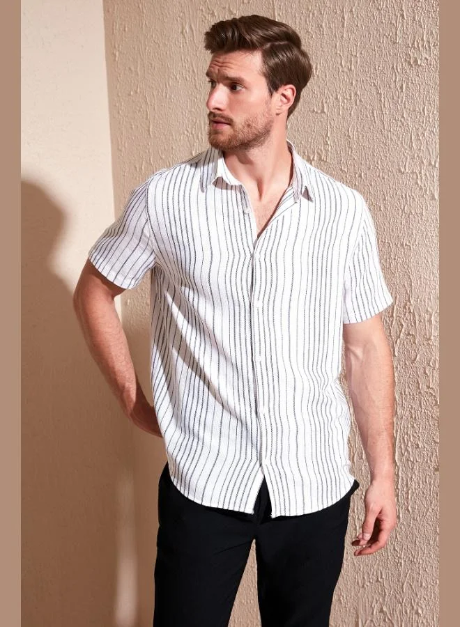 Buratti Buratti Striped Cotton Slim Fit Short-Sleeve Shirt Men's SHIRT CF23S116097