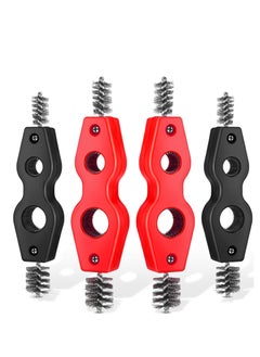 Copper Pipe Cleaner Brush, 4 in 1 Copper Tubing Brush, Pipe Brush Cleans Inside Outside Thread Cleaner Plumber Brush, Cleaner Tool for Plumbing Installation Soldering Brazing (Black, Red) (4 Pieces)