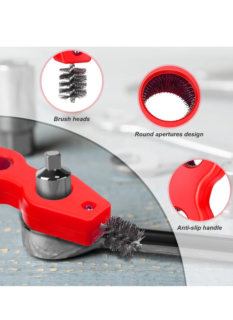 SYOSI - Copper Pipe Cleaner Brush, 4 in 1 Copper Tubing Brush, Pipe Brush Cleans Inside Outside Thread Cleaner Plumber Brush, Cleaner Tool for Plumbing Installation Soldering Brazing (Black, Red) (4 Pieces) - Image 1