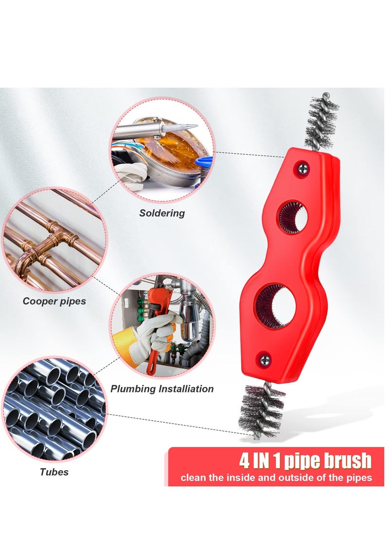 SYOSI - Copper Pipe Cleaner Brush, 4 in 1 Copper Tubing Brush, Pipe Brush Cleans Inside Outside Thread Cleaner Plumber Brush, Cleaner Tool for Plumbing Installation Soldering Brazing (Black, Red) (4 Pieces) - Image 1