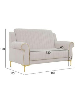Comfynest Comfynest The Zarah 2 Seater Sofa Luxurious Design With Premium Fabric Best For Living Room | For Hotel | Metal Base 85X163X100Cm White  - Image 2