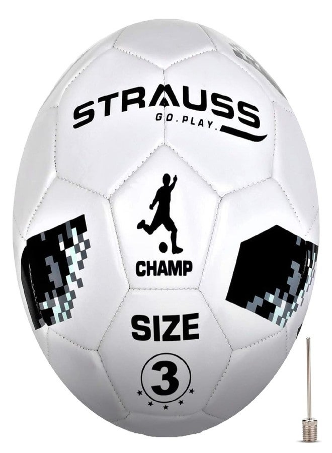 Strauss Official Football Size 3 | Professional Match Ball for Indoor & Outdoor Games & Training for Kids & Adults | Granular Texture with High-Performance Grained Surface, (White) - Image 1