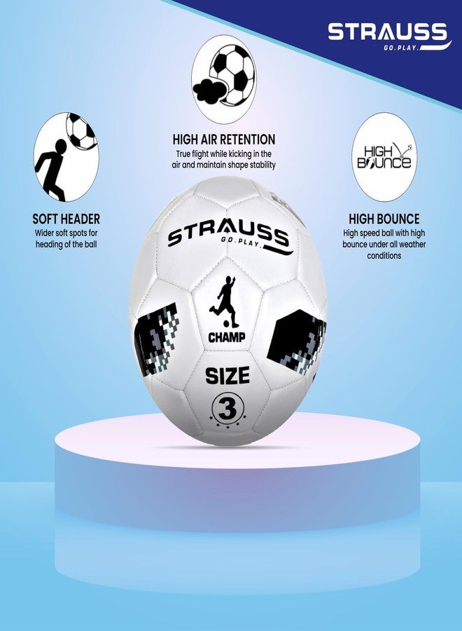 Strauss Official Football Size 3 | Professional Match Ball for Indoor & Outdoor Games & Training for Kids & Adults | Granular Texture with High-Performance Grained Surface, (White) - Image 4