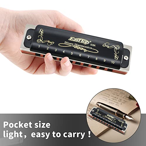 East top Harmonica Key of G 10 Holes 20 Tones 008K Mouth Organ with Black Cover, Top Grade Harmonica for Adults, Professionals and Students - Image 5