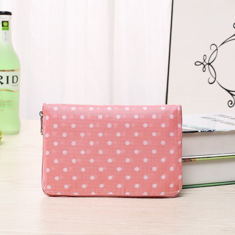 Korean Style Wallet Folding Shopping Bag Pink Dot 