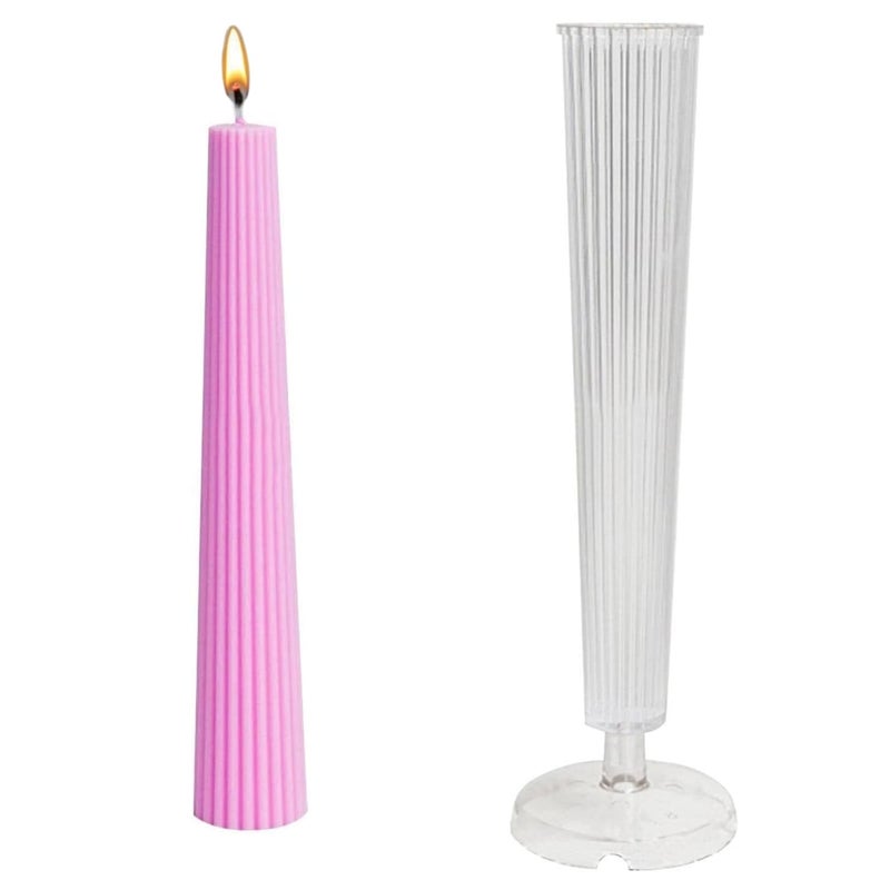 SOFTCREATO Long Pole Candle Mould I Flat Head Striped Pillar Column Cylinder Acrylic Candlestick Wax Mold I for DIY Handmade Ornament Aromatherapy Cake Home Wedding Dinner Party Dcor Art Craft Making 1 Pcs 38 X 228 CM