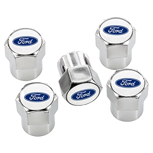 Ford License Frame Inc. Ford Blue Logo Chrome Valve Cap Covers - Image 2