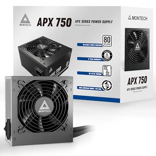 MONTECH APX 750W-Non-Modular Power Supply-80 Plus White Certified-Intel ATX12V-DC-to-DC Converter Technology- Flat Cable Design to Enhance Thermal efficiency-120mm Fan- 5-Year Warranty (APX 750W) - Image 2
