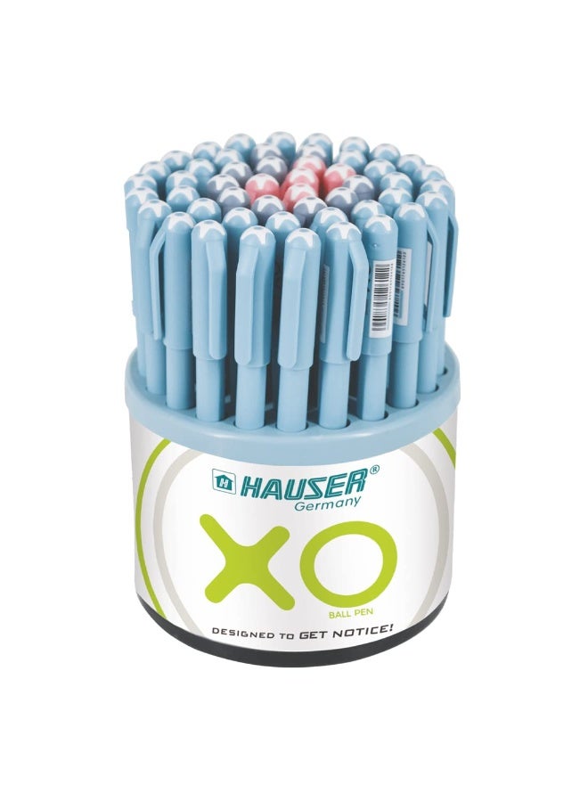Hauser XO 0.7mm Ball Pen Tumbler | Sleek Body & Minimalistic Design | Matt Finish & Solid Body Type | Low Viscosity Ink with Ultra Durable Tip | Blue, Black & Red Ink, Pack of 50 Pens - Image 1