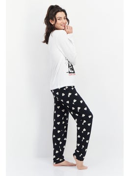 Peanuts Women Snoopy Print Pajama Set, White  - Image 4