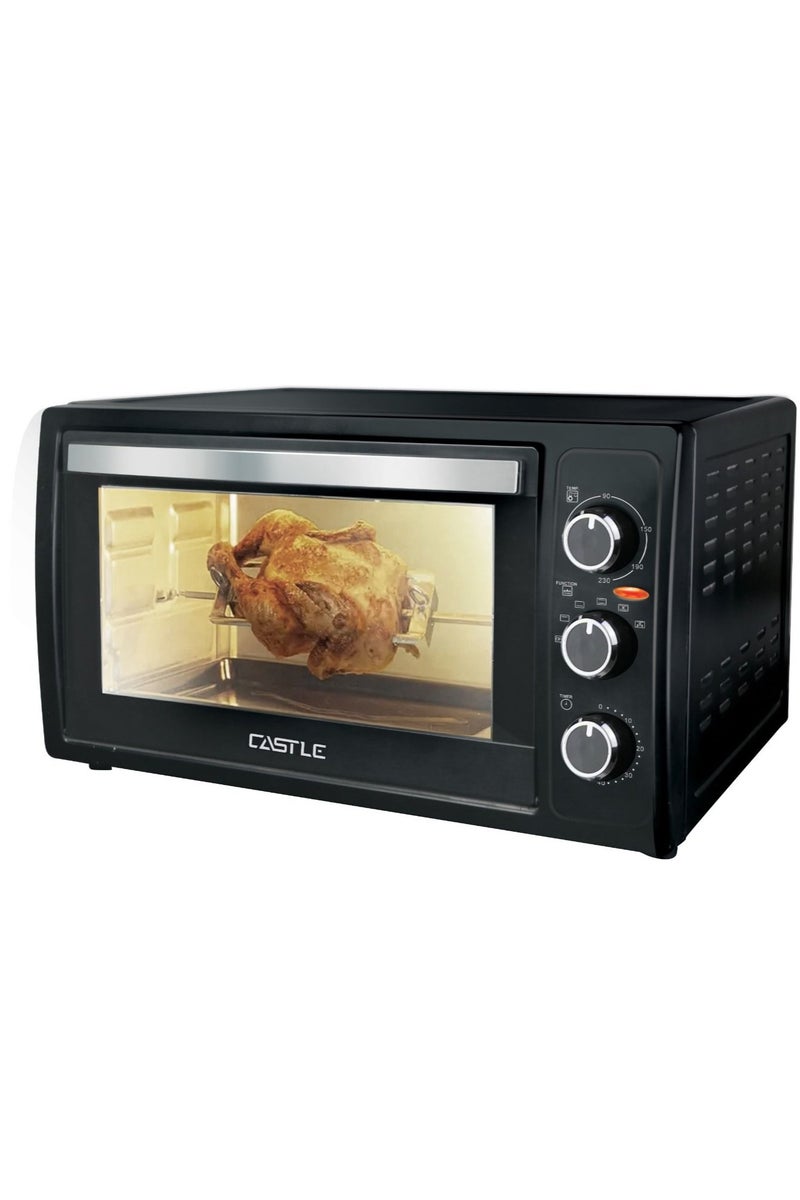 كاسل فرن كهربائي كاسيل 2400 وات، 55 لتر، شواية، لمبة، مروحة، زجاج مزدوج، Eo 4055 RF - اسود
