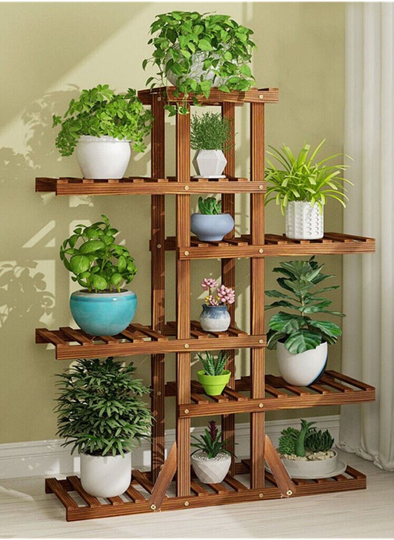DubaiGallery - Tall Solid Pine Wood Planter Stand Storage Rack Flower Display Shelf Patio Home - Image 1