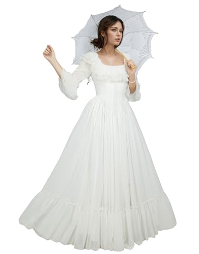 miccostumes Women's Rococo Dress Marie Antoinette Costume Ball Gown Victorian Dress (M) White - Image 1