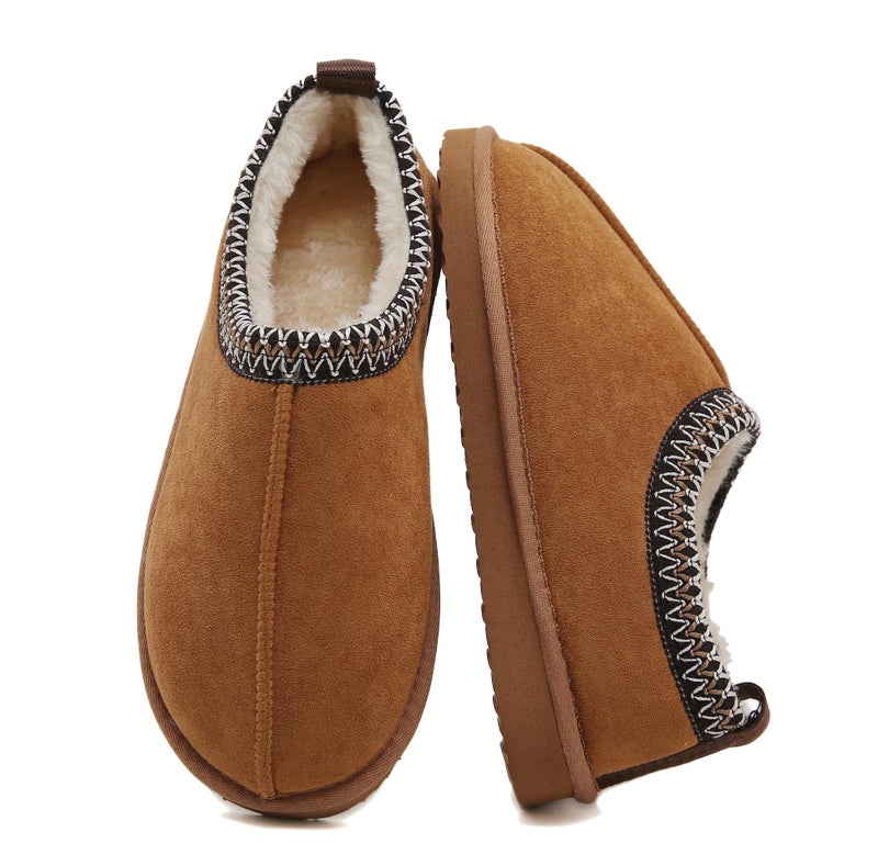 SMajong Women's Fuzzy Slippers Cozy Memory Foam House Shoes Winter Warm Loafer Slippers Indoor,Brown 5.5 US - Image 1