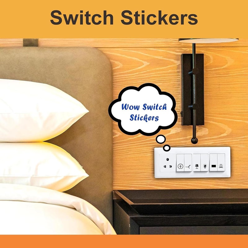 S M Prints Switch Board Stickers for Home and Office 35 Pattern 600 Pcs Self Adhesive Modern Electric White and Black Switch Board Stickers Pack of 4 Sheet Set of 2 - Image 4