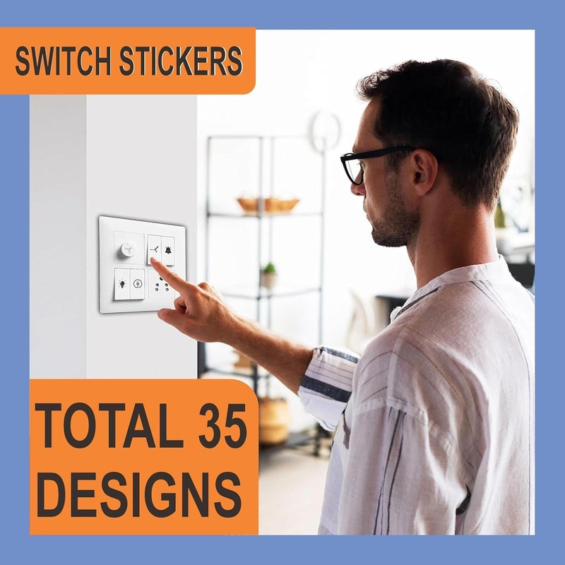 S M Prints Switch Board Stickers for Home and Office 35 Pattern 600 Pcs Self Adhesive Modern Electric White and Black Switch Board Stickers Pack of 4 Sheet Set of 2 - Image 3
