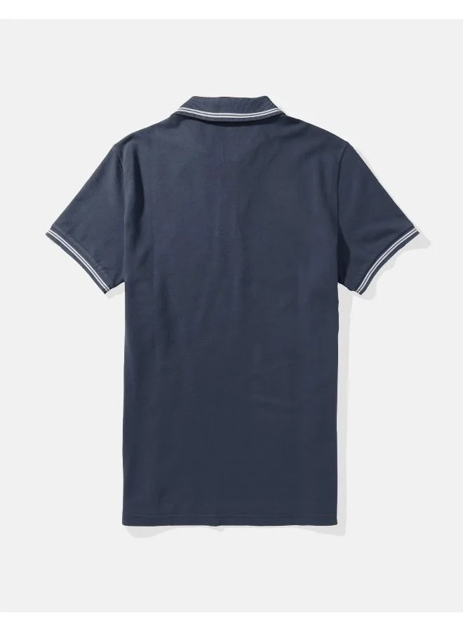 امريكان ايجل Collar Line Logo Detail Short Sleeve Polo Shirt