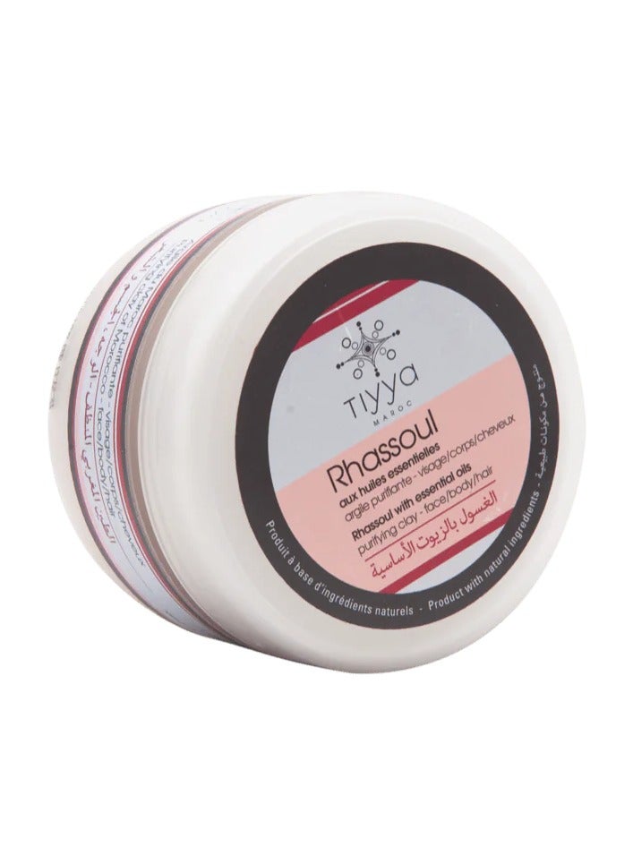 TIYYA Moroccan Rhassoul with Essential Oils – Natural Skincare & Haircare Clay Mask | Purifying Hammam Treatment for Face, Body & Scalp with Rosemary & Eucalyptus - Image 1