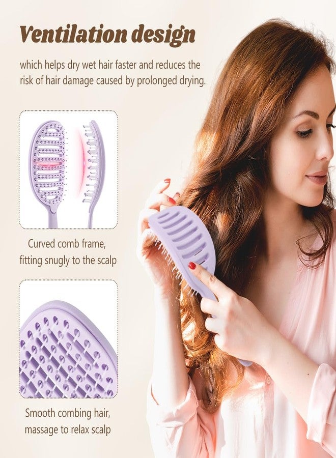 WeiLingBo Self Cleaning Hair Brush,Curved Vented Detangler Brush for Faster Blow Drying for Women Men,Wet & Dry Hair with Removable Screen Manages Tangl e and Uncontrollable Hairs(COLOR:Purple) - Image 5