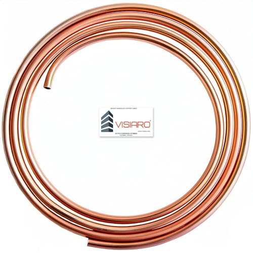 Visiaro Pure Soft Copper Tube, 3mtr, Outer Dia 1/4 inch, Wall Thickness 25 swg, 99.9% Purity, Industrial Metal, Seamless Pipe for Air Conditioning, Refrigeration, Plumbing Systems and DIY Projects - Image 1