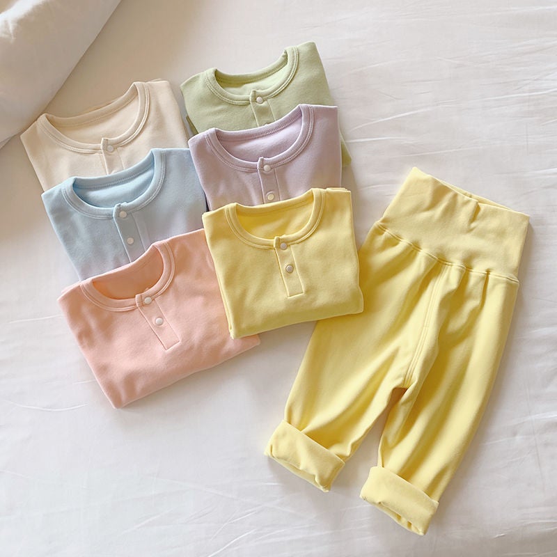 Children'S Thermal Underwear Set Boys Girls High-Waist Tummy Protection Autumn Clothes And Pants Baby Toddler Seamless Spring Autumn Outfit - Image 3