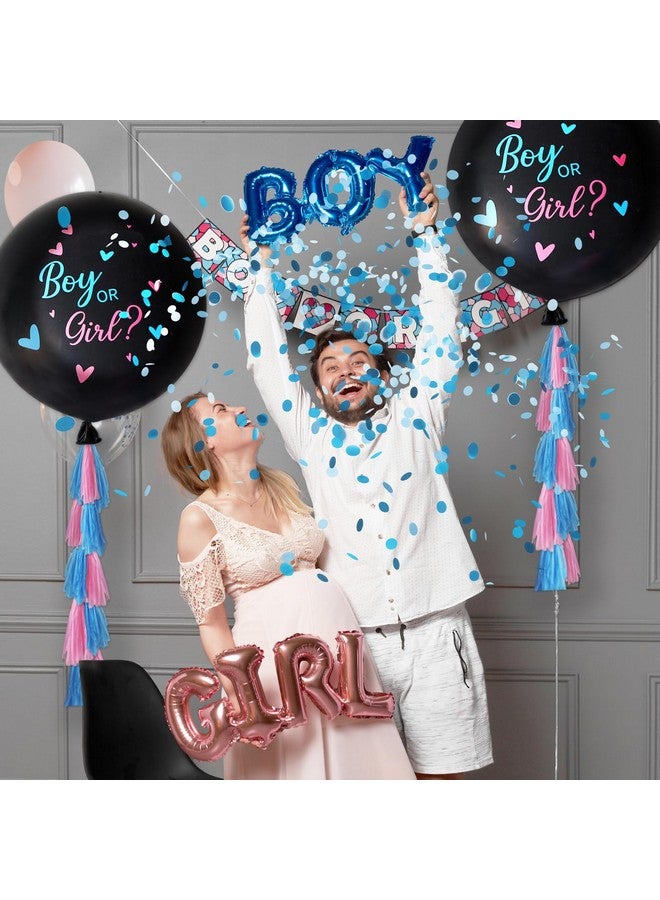RUBFAC Gender Reveal Balloon Kit, 2pcs 36" Jumbo Black Balloons with Blue Pink Balloons, Tassels and Heart Shaped Paper Confetti for Baby Gender Reveal Party - Image 5