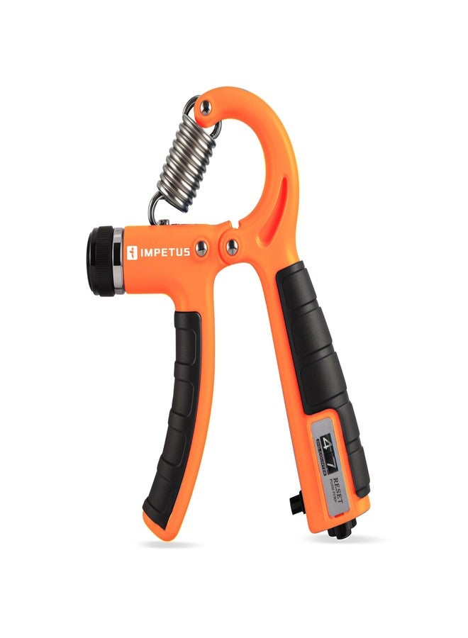 IMPETUS Adjustable Hand Grip Strengthener with In-Built Counter (5kg to 60kg) - Hand Gripper for Forearm, Wrist & Finger Exercise for Men & Women, Home & Gym Workout (Orange-Black) - Image 1