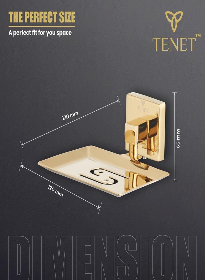 TENET Stainless Steel Soap Dish Soap Holder Soap Tray | Wall Mounted Soap Stand Basket Plate Case Shelf Organizer | Rust Proof Bathroom Accessories |1 Year Warranty (1, Gold Colour) - Image 3