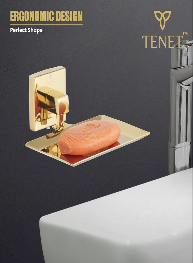 TENET Stainless Steel Soap Dish Soap Holder Soap Tray | Wall Mounted Soap Stand Basket Plate Case Shelf Organizer | Rust Proof Bathroom Accessories |1 Year Warranty (1, Gold Colour) - Image 5
