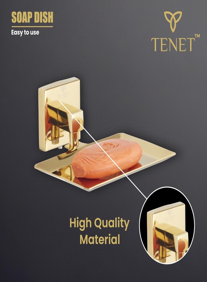 TENET Stainless Steel Soap Dish Soap Holder Soap Tray | Wall Mounted Soap Stand Basket Plate Case Shelf Organizer | Rust Proof Bathroom Accessories |1 Year Warranty (1, Gold Colour) - Image 4