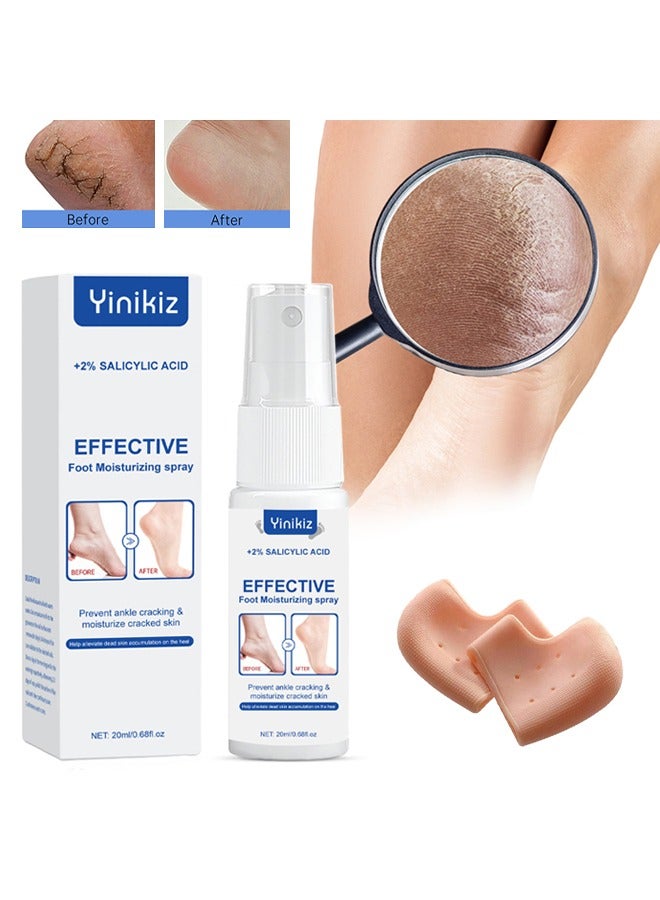 Yinikiz Effective-Foot Moisturicing Spray+2% Salicylic Acid,Prevent Ankle Cracking &Moisturize Cracked Skin,Callus Remover, Dead Skin Exfoliation- Foot Repair Set (1 Foot Moisturizing Spray *1 Pairs Gel Heel Pads)  - Image 1