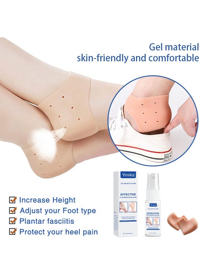 Yinikiz Effective-Foot Moisturicing Spray+2% Salicylic Acid,Prevent Ankle Cracking &Moisturize Cracked Skin,Callus Remover, Dead Skin Exfoliation- Foot Repair Set (1 Foot Moisturizing Spray *1 Pairs Gel Heel Pads)  - Image 3