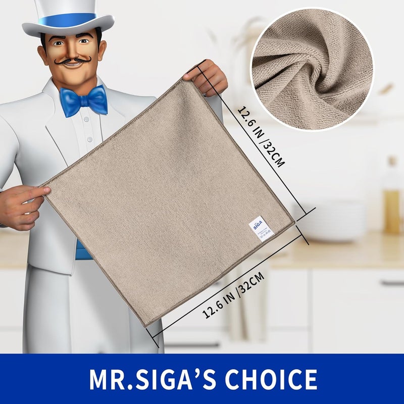 Mr Siga MR.SIGA Microfibre Cleaning Cloth - Pack of 12, Wheat, 32 x 32 cm - Image 2