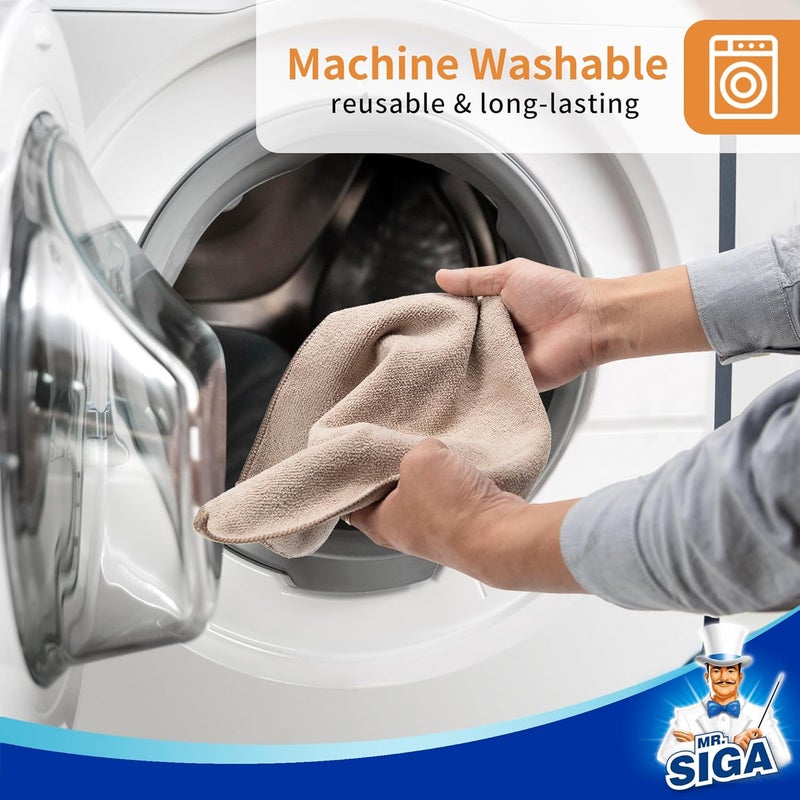 Mr Siga MR.SIGA Microfibre Cleaning Cloth - Pack of 12, Wheat, 32 x 32 cm - Image 4